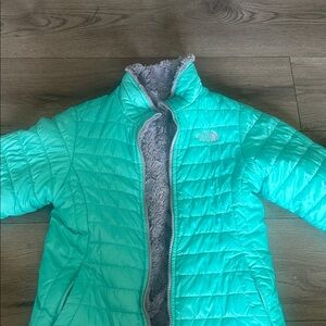 The North Face Girls' Teal Quilted Reversible Puffer Jacket
